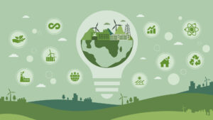 Konzept der grünen Energie für nachhaltige Werkstätte
